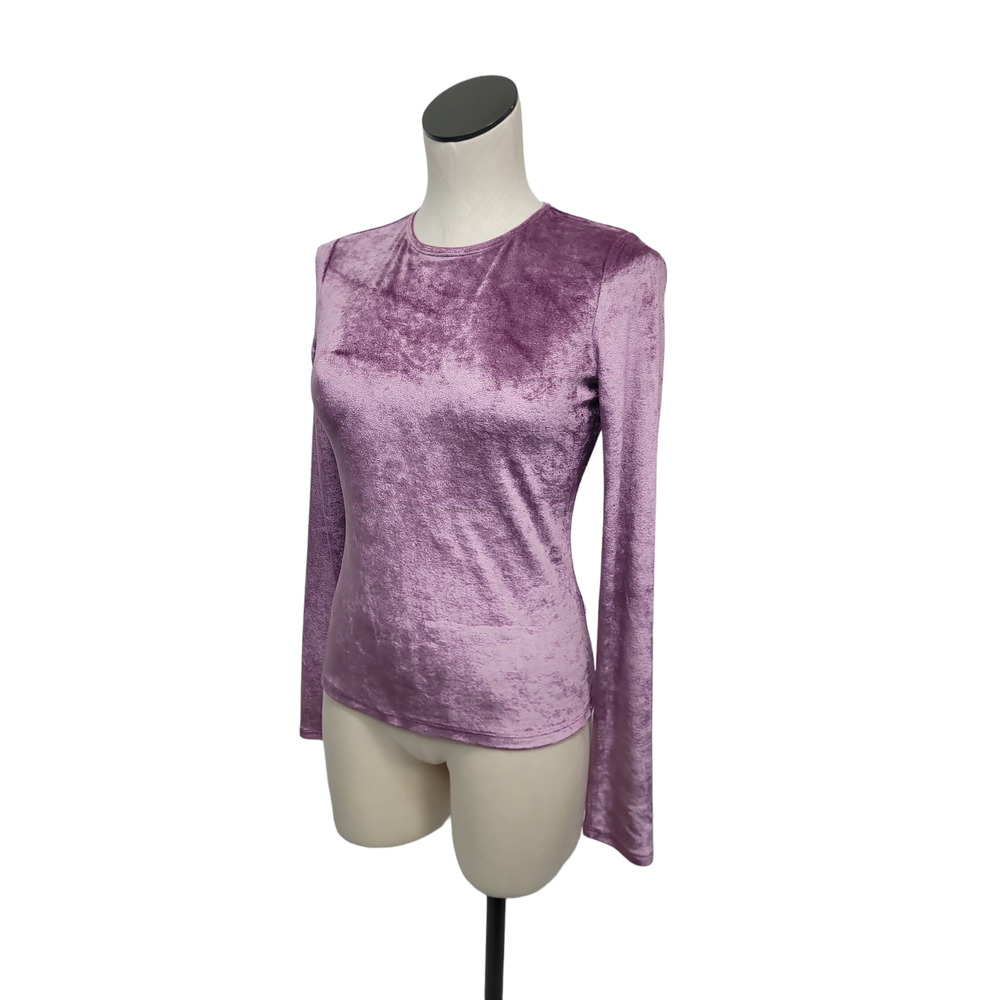 Women's Lilac Velvet Long-Sleeve Top